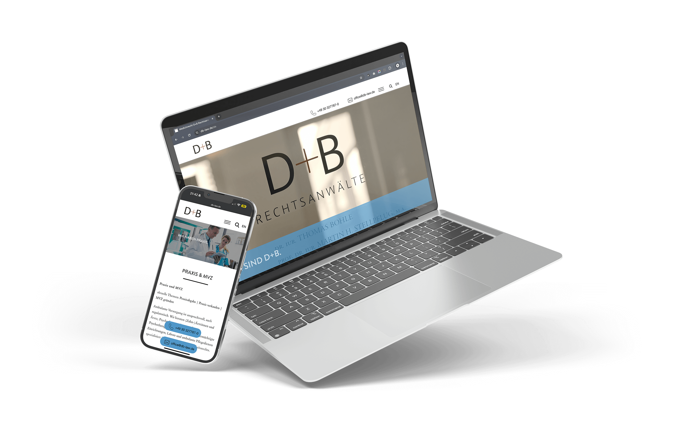 DB Law MacBook and iPhone View | Hetz Enterprises