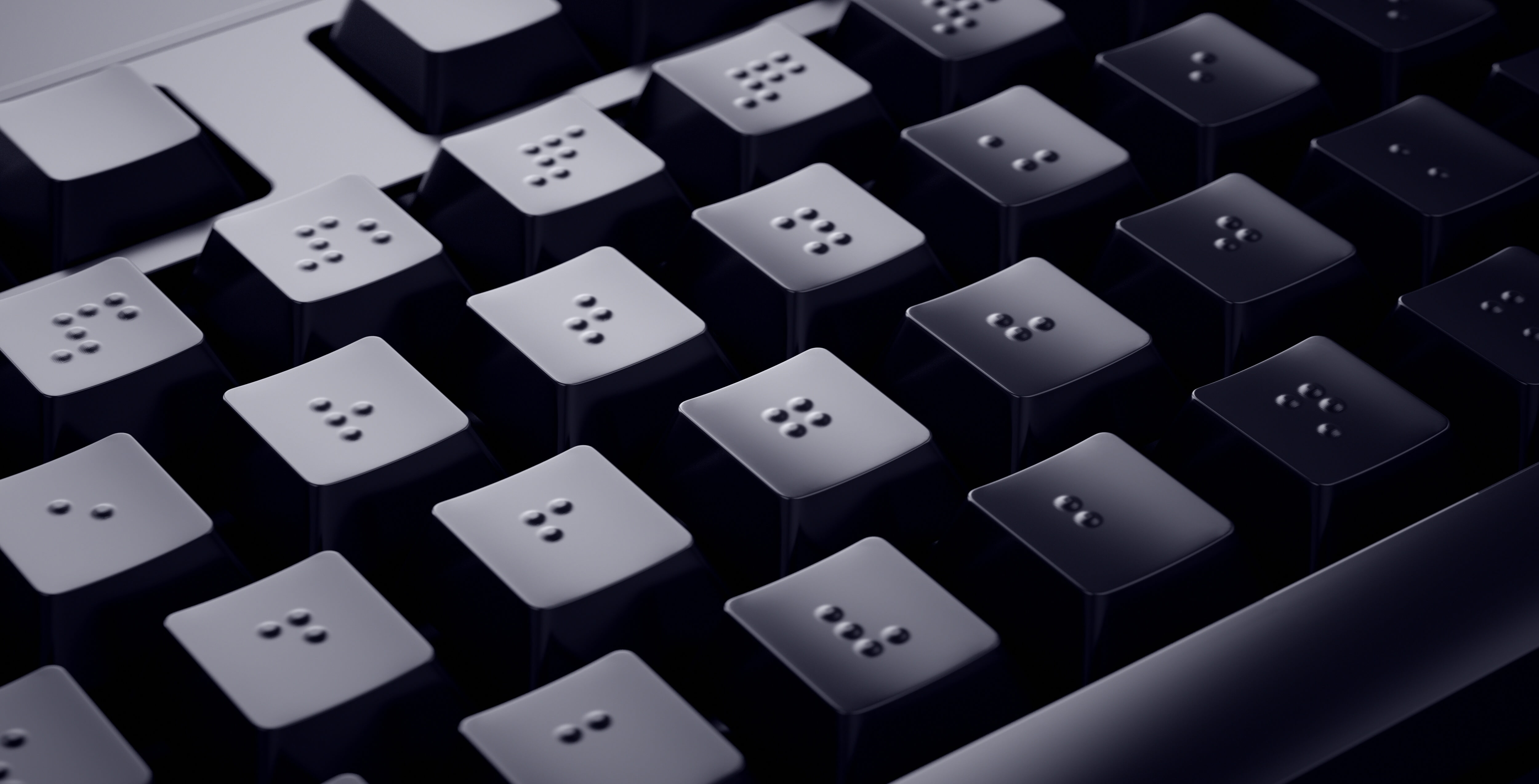 HE_AdobeStock_281444018 Schwarze Tastatur mit Blindenschrift